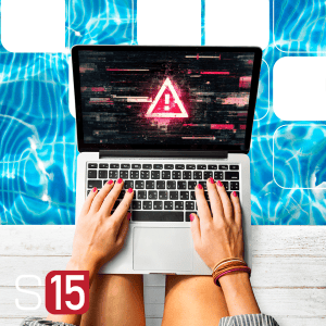 Working on a laptop by a pool could be a cyber security risk